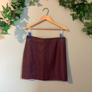 Maroon faux leather mini skirt